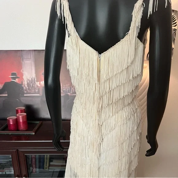 Ivory Fringe Slip Dress - Picture 5 of 16